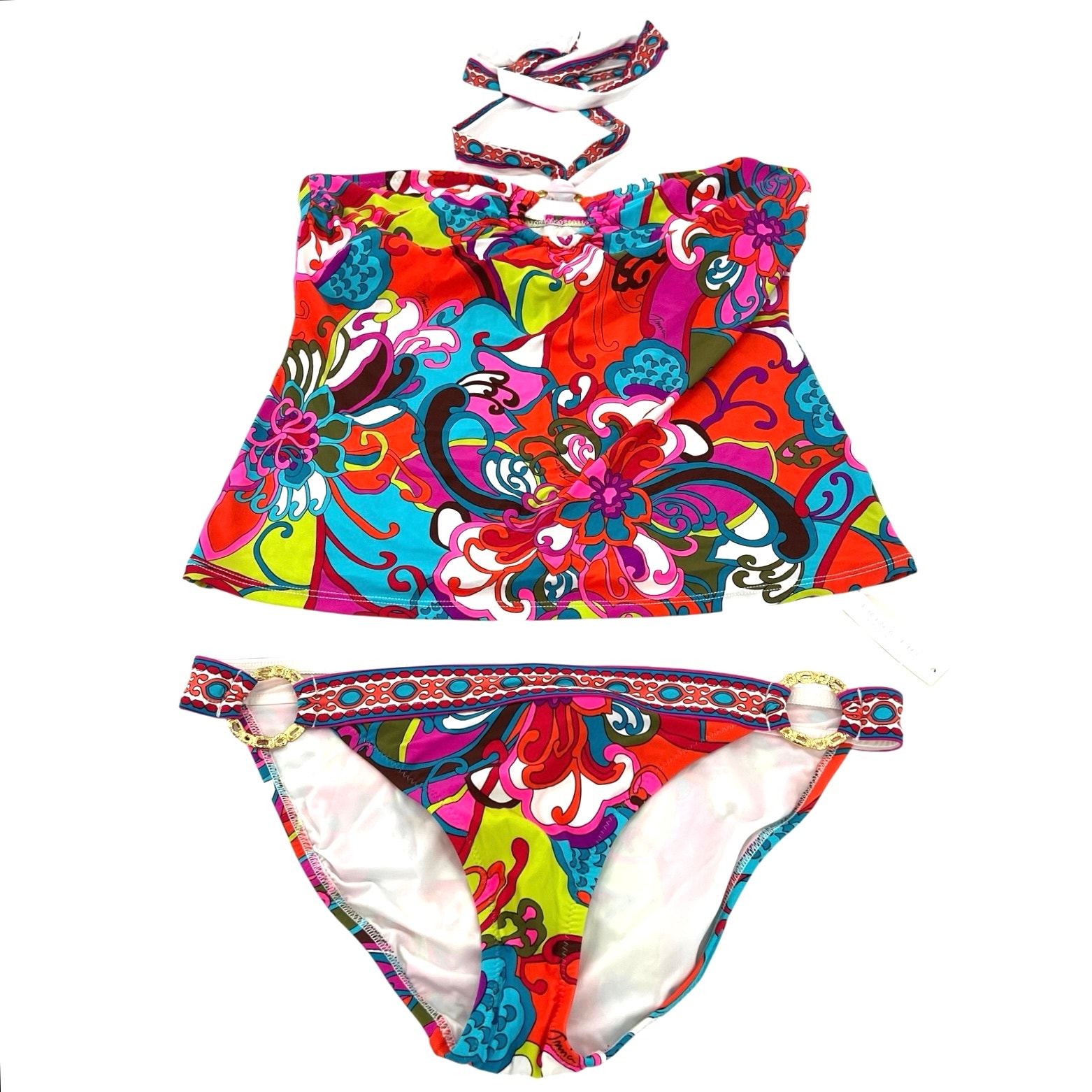 Trina Turk Multicolor Women’s Swim Tank Top Tankini And Bikini Set